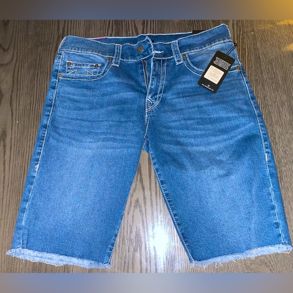 True Religion Jean Shorts - Urban Cowboy Ricky NF Big T Shorts Raw Hem